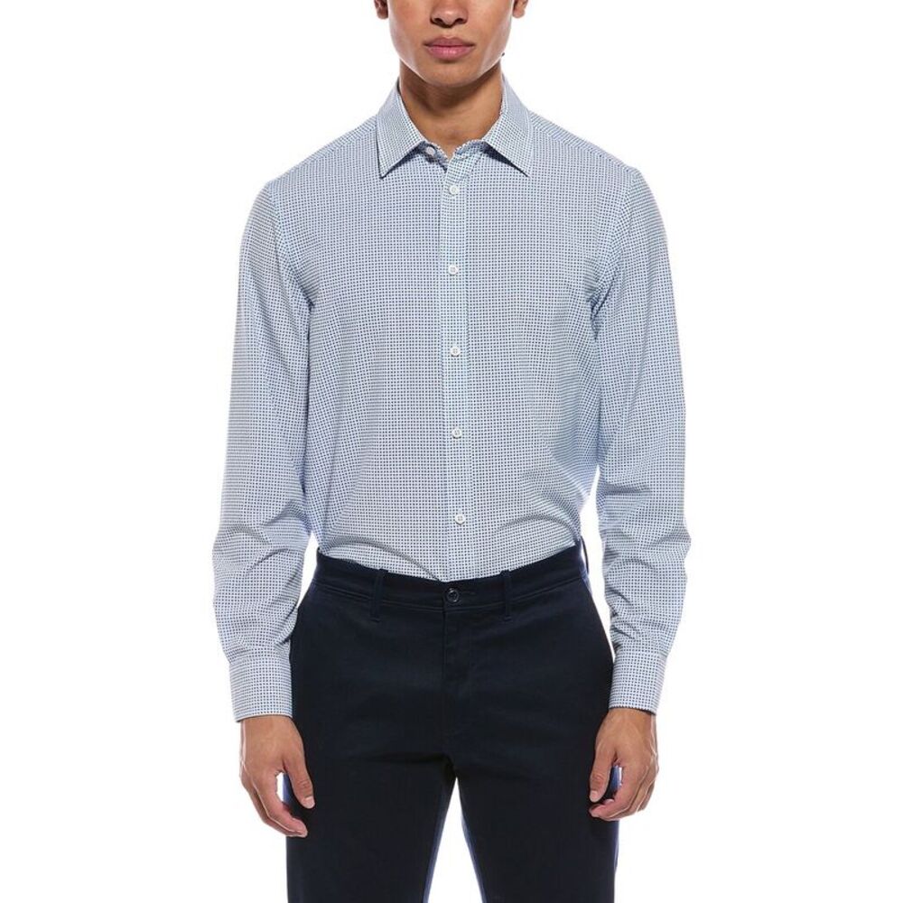Report Collection Mens 4-Way Woven Sport Shirt, Blue